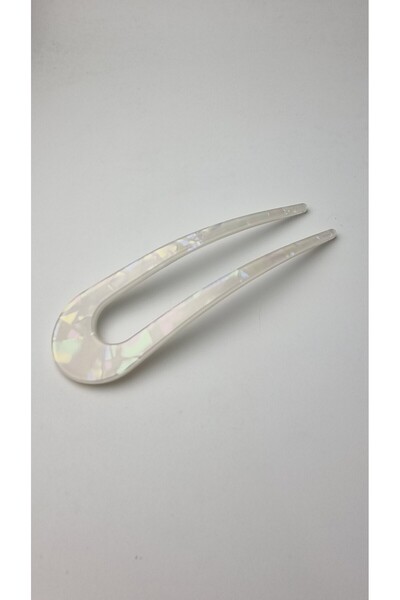 Osha Aksesuar Pearl White Bone Stick Hairpin Women's Hair Bun Clip