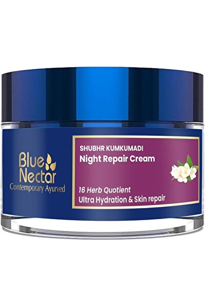 Blue Nectar Kumkumadi Night Cream Face Moisturizer for Women with Natural Alm...