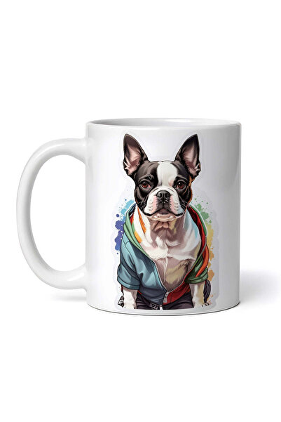INOVATIX Personalized white mug, Boston terrier dog with shirt, INOVATIX®. 330ml