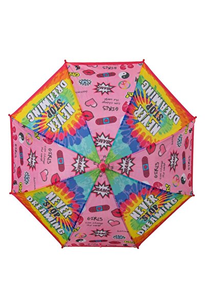 OEM Umbrela de Ploaie Baston Automata Roz Tie Dye cu Fluier pentru Copii 67cm