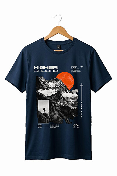 The Baski تي شيرت أساسي للجنسين مطبوع عليه Higher Ground Mountain مصنوع من ال...
