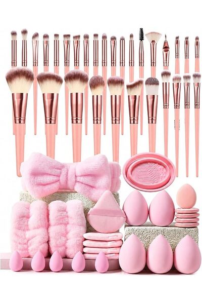 Tazweeq 54pcs Pink Makeup Brushes Set, Multi-functional Makeup Tool Set with ...