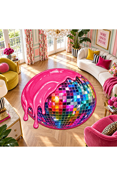 Rugs Modern Halı AURA Disko Küresi Temalı Retro Desen Dokuma Taban Dekoratif ...