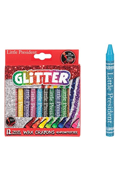OEM Set Creioane Cerate Subtiri cu Sclipici Little President - 12 bucăți