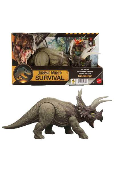 JURASSIC WORLD Sesli Kükreyen Dinozor Figürü Film Serisi 30 cm JGB87 - Tricer...