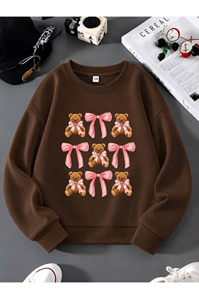 BENROMA 3-Ply Combed Cotton Ribbon Printed Unisex Children's Crewneck Sweatsh...
