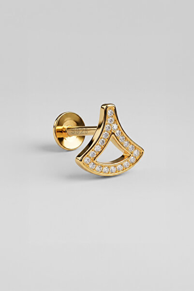 So CHIC... Deniz İkonu 18 Ayar Sarı Altın Kaplama Gümüş Flat-Lobe Piercing