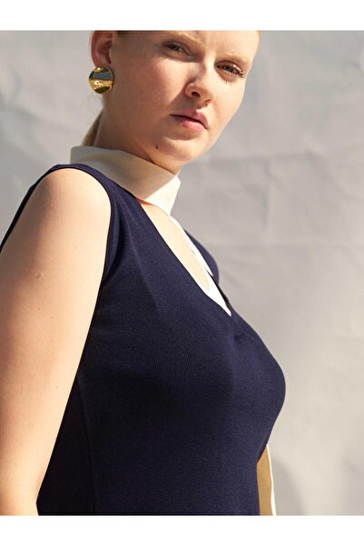 Clothes Fast بلوزة نسائية بدون أكمام ذات ياقة على شكل V وطبقة من الصوف باللون...