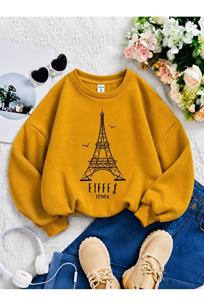 BENROMA 3 Yarn Combed Cotton Paris Printed Unisex Children's Circular Neck Sw...