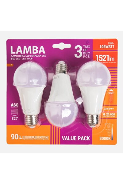 OEM Becuri LED E27 15W (A60) 3buc - Lumina Alba Calda