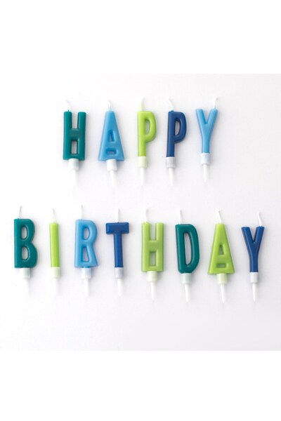 OEM Lumanari Zi de Nastere Bleu Verzi Happy Birthday - 13buc