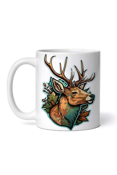 INOVATIX Personalized white mug, Deer head in the forest, INOVATIX®. 330ml