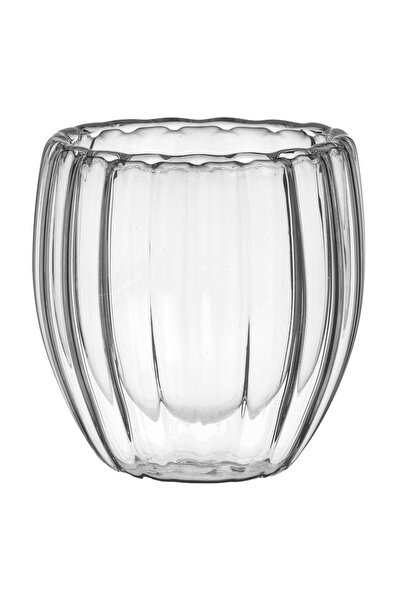 OEM Pahar din Sticla Transparenta cu Perete Dublu & Model cu Dungi 80ml