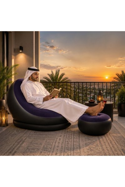 Generic Brand كرسي استرخاء فقاعي قابل للنفخ والتنقل - أرجواني