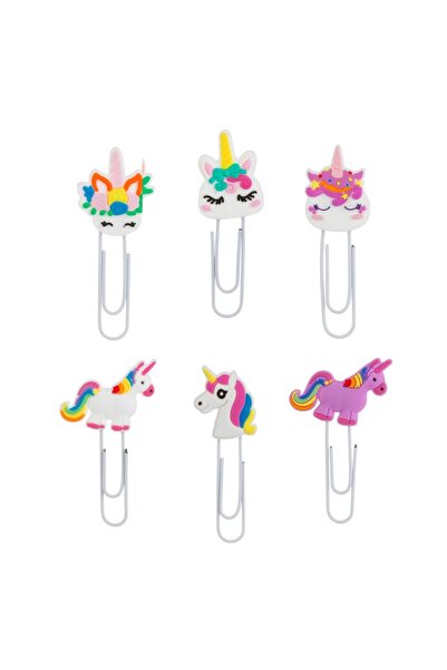 OEM Agrafe Metalice Albe cu Topper Unicorn pentru Copii 7cm - 6buc