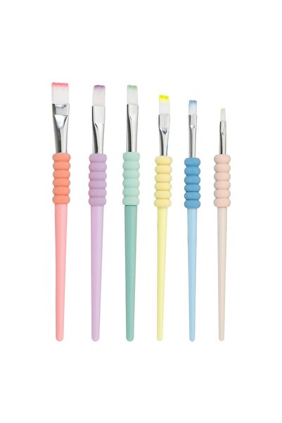 OEM Little President Soft Flat Tip Pastel Colored Painting Brush Set - 6pcs