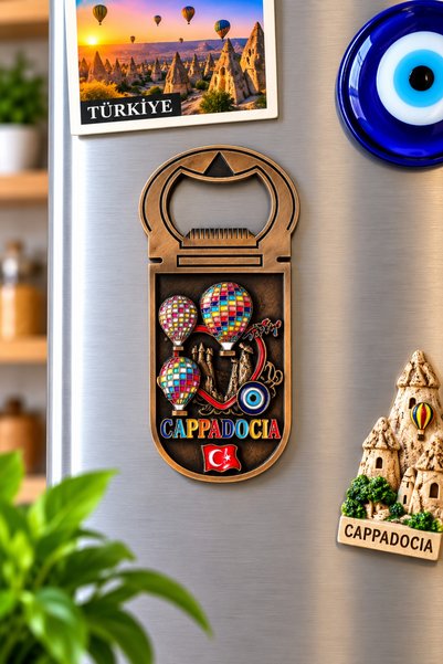 taru pasaj Cappadocia Magnetic Bottle Opener – Metal Decorative Refrigerator Magnet – Gold Silver Copper – Different Patterns & Models