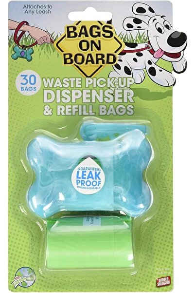Bags on Board موزع أكياس نفايات الكلاب على شكل عظمة - لون فيروزي