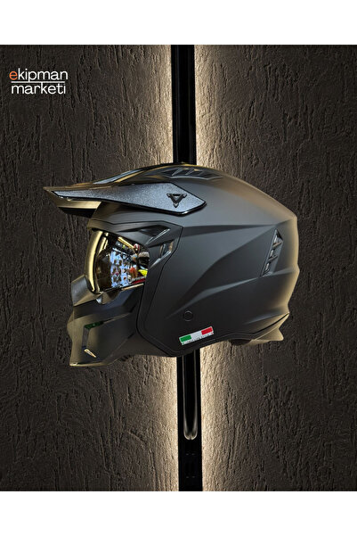 Sway X1-X Çene Açılır Kask Matt Black ( Silver Vizör)