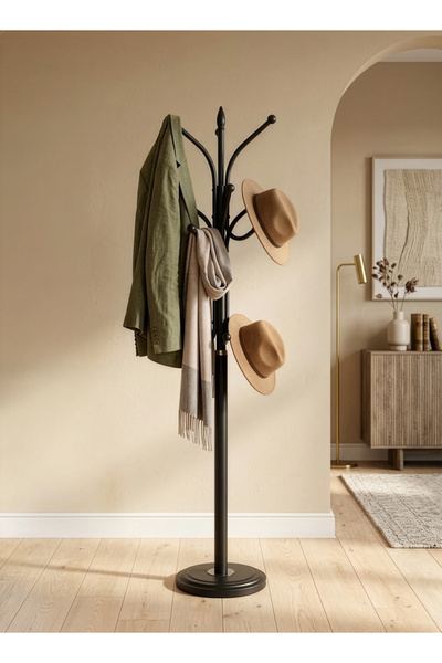 Cady One Floor Standing Clothes Hanger with Multiple Hooks, Coat Rack, Clothe...