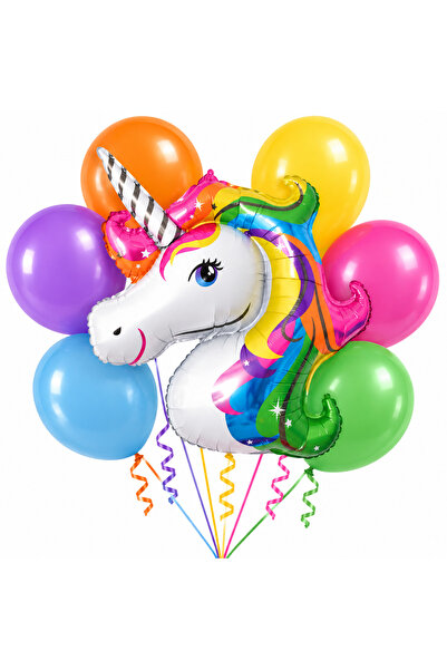 genaja Set Baloane Unicorn din Folie + 6 Baloane Latex Multicolore, Buchet Pe...