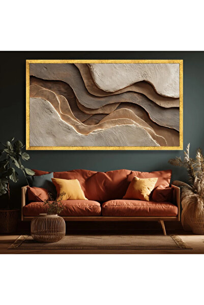 HOME MODE Earth Tone Layers Canvas Print Wall Art, Abstract Flowing Shapes, N...