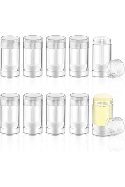 AZONEE 30g/1oz Empty Clear Plastic Deodorant Containers, 10 Pcs Bottom Fill L...