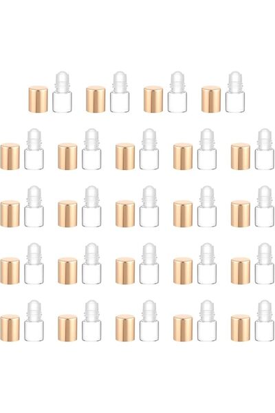 SYOSI 24 Pcs 1ml Gold Glass Roll-on Bottles – Refillable Aromatherapy & Essen...