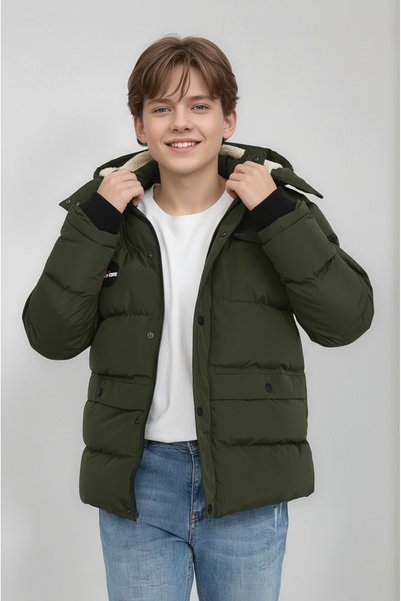Naffy Boys' Winter Memory Fabric Hooded Comfortable Fleece Lined Thick Coat