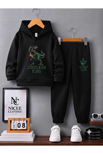 NC Nicee Clothes ÇOCUK EŞOFMAN TAKIMI UNİSEX ( DİNAZOR KİNG BASKI KIŞLIK