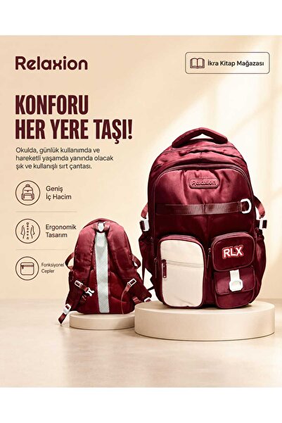 Relaxion 2473 Çok Bölmeli Ergonomik Sırt Destekli Okul Çantası – Geniş Haciml...
