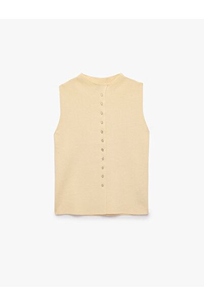 Koton Viscose Blended Button Detailed Stand Collar Sleeveless Knitwear Blouse