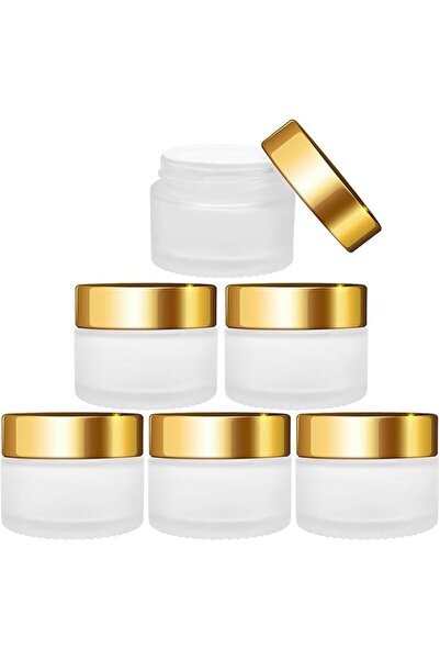 EXCEFORE 6 Pack Glass Cream Jars 30ml(1oz) Frosted Clear Glass Jar, Empty Ref...