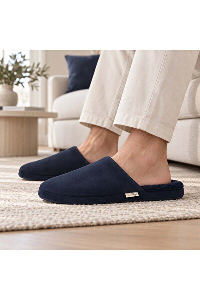 rs riva shoes Erkek Siyah Ev Terliği Peluş İçi Tüylü Yumuşak Tabanlı Kışlık K...