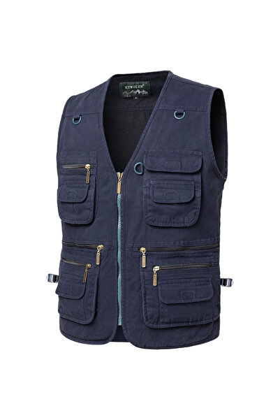 OtherMax Vestă de pescuit pentru bărbați Cargo Ușoară Respirabilă Bleumarin 4...