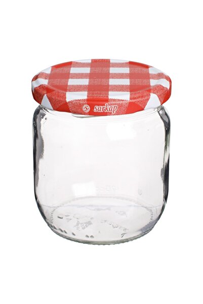 OEM Borcan din Sticla cu Capac Rosu in Carouri 210ml