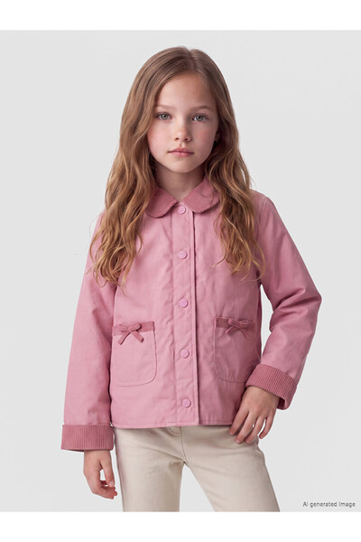 LC Waikiki Ozmarka New Season Pink Shirt Collar Girls' Coat