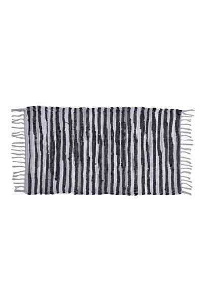OEM Covor Decorativ Tesut Gri Negru cu Franjuri 80x50cm