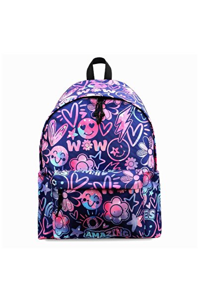 OEM Blue Schoolbag with Patterned 32x14x42cm