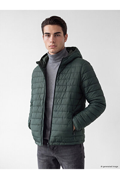LC Waikiki Peak New Season Green Regular Fit Hooded Men's Puffer Jacket