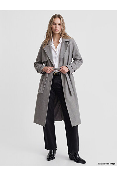 LC Waikiki LCW VisionKruvaze Yaka Oversize Kadın Kaşe Kaban