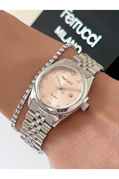 Ferrucci Steel Strap Calendar 2 Year Warranty 3 Atm Waterproof Women's Wristw...