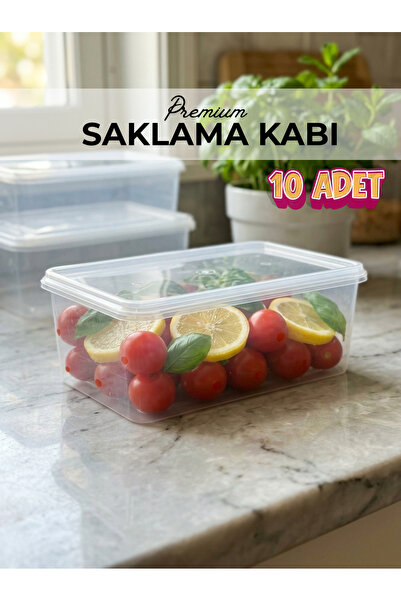 Rika Garden Kendinden Kapaklı Şeffaf 10'lu 2 Lt Buzdolabı Saklama Kabı