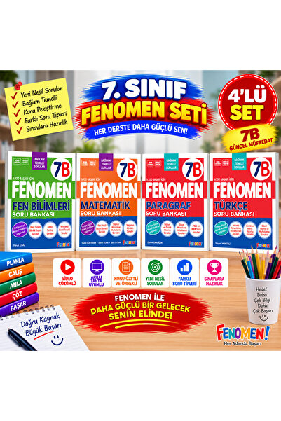 Fenomen Yayıncılık 📚 7. Sınıf Fenomen 7B 4'lü Soru Bankası Seti