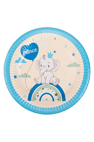 OEM Μπεζ χάρτινα πιάτα πάρτι Ciel Elephant Rainbow Prince Ø18εκ. - 6 τεμάχια