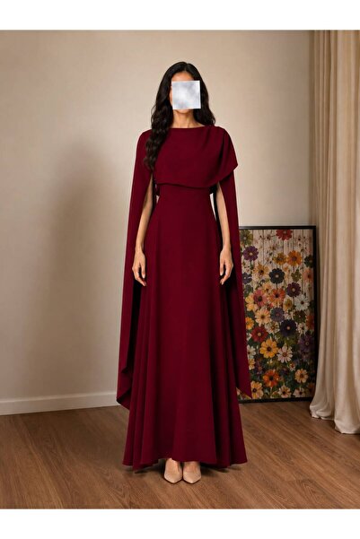 Angelinaa A High-End and Luxurious Deep Burgundy Long Dress, Featuring a Soft...
