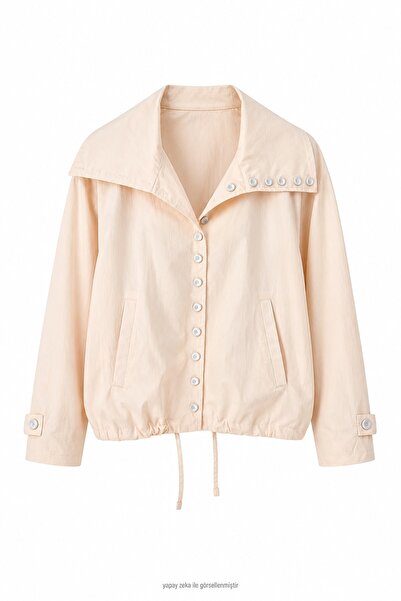 elif teke Buttoned Raincoat Jacket Cream