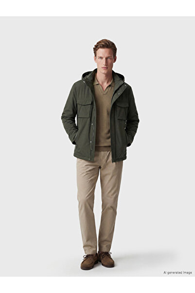 LC Waikiki Ozmarka New Season Khaki Standard Fit Hooded Men's Coat