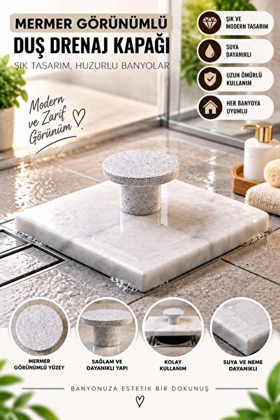BRE HOME Mermer Duş Drenaj Kapağı Banyo Gider Kapağı Modern Dekoratif Suya Da...