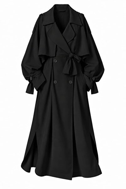 ROYAL'S AURA Modal Apoletli Oversize Maxi Trençkot